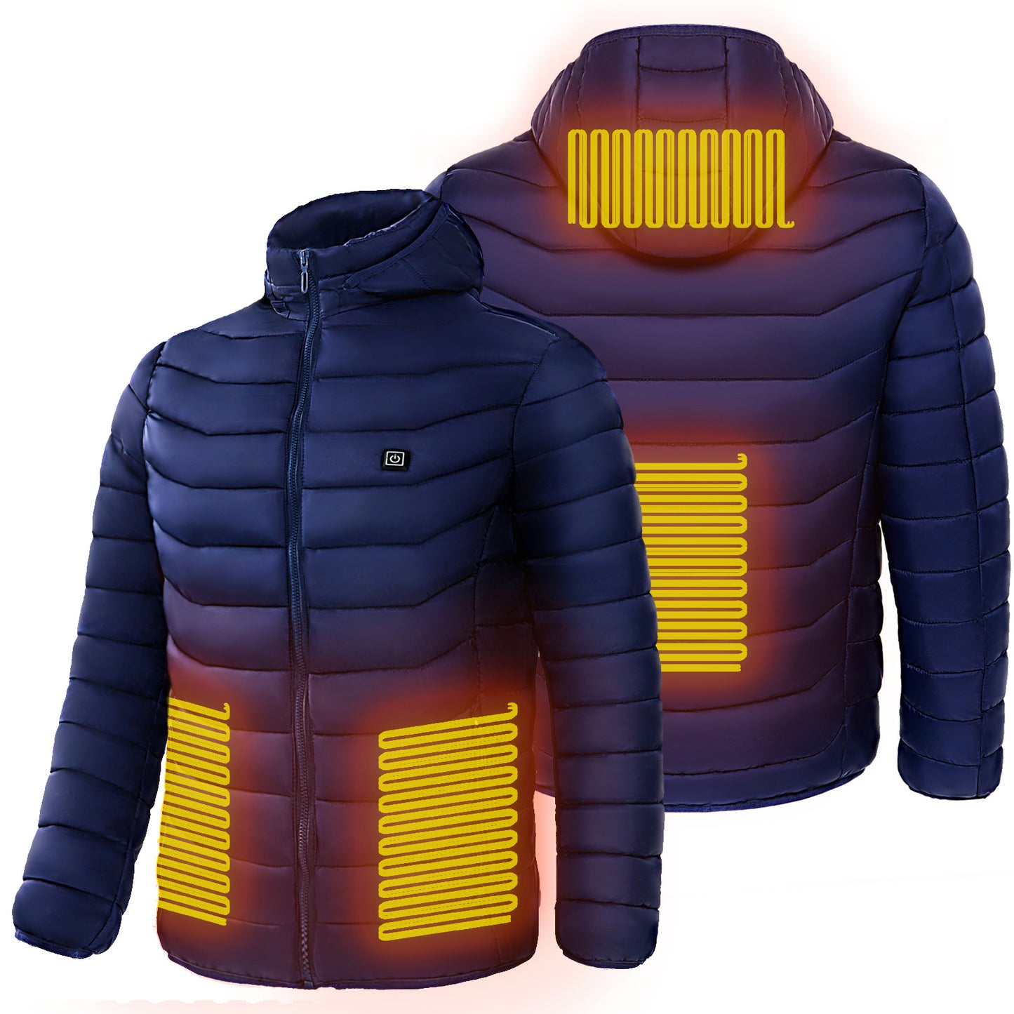 unisex Heated Puffer Jacket Electric Heating Coat Insulated Hood Windbreaker 9Heat Zones