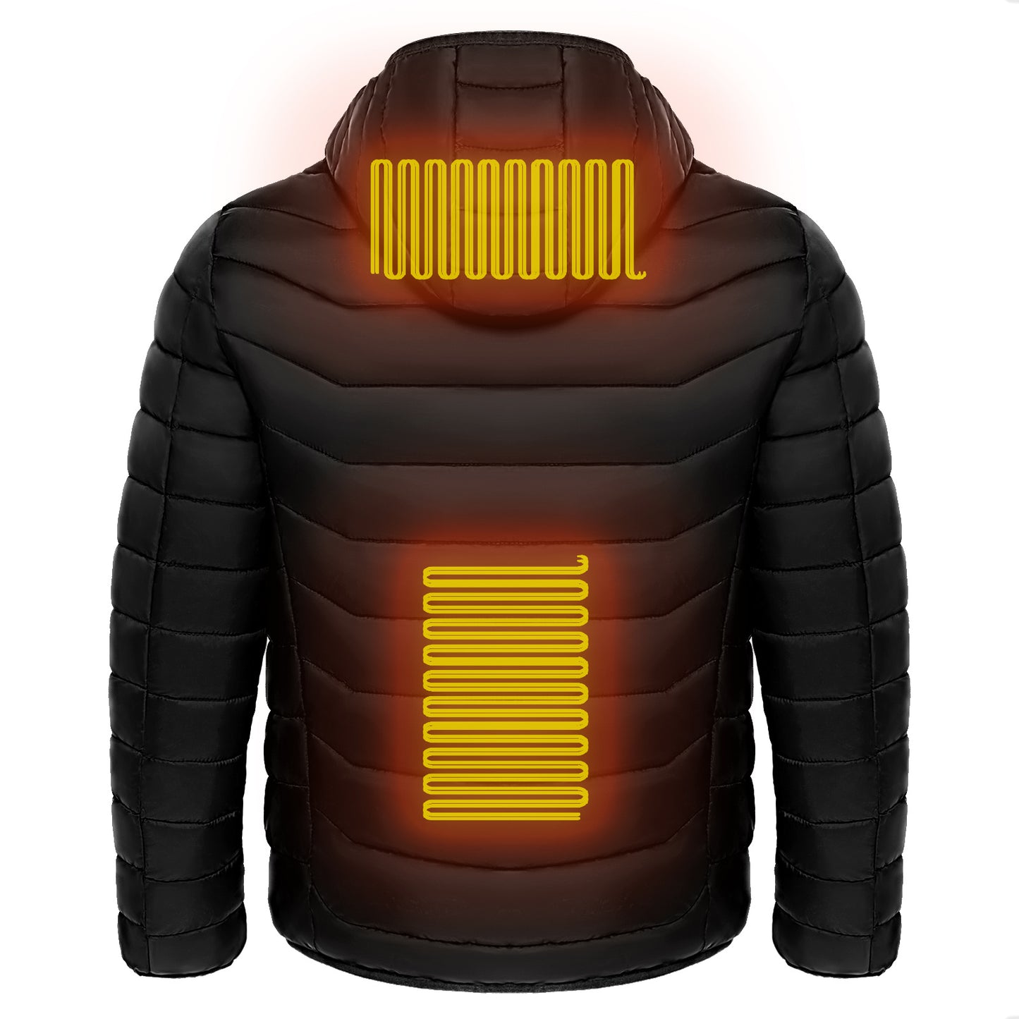 unisex Heated Puffer Jacket Electric Heating Coat Insulated Hood Windbreaker 9Heat Zones