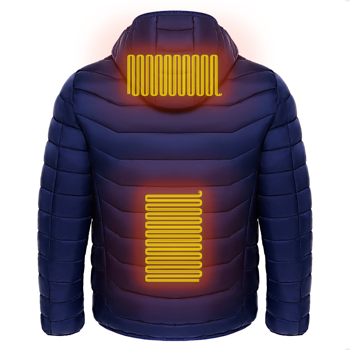 unisex Heated Puffer Jacket Electric Heating Coat Insulated Hood Windbreaker 9Heat Zones