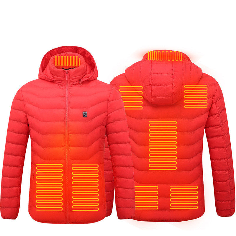 unisex Heated Puffer Jacket Electric Heating Coat Insulated Hood Windbreaker 9Heat Zones