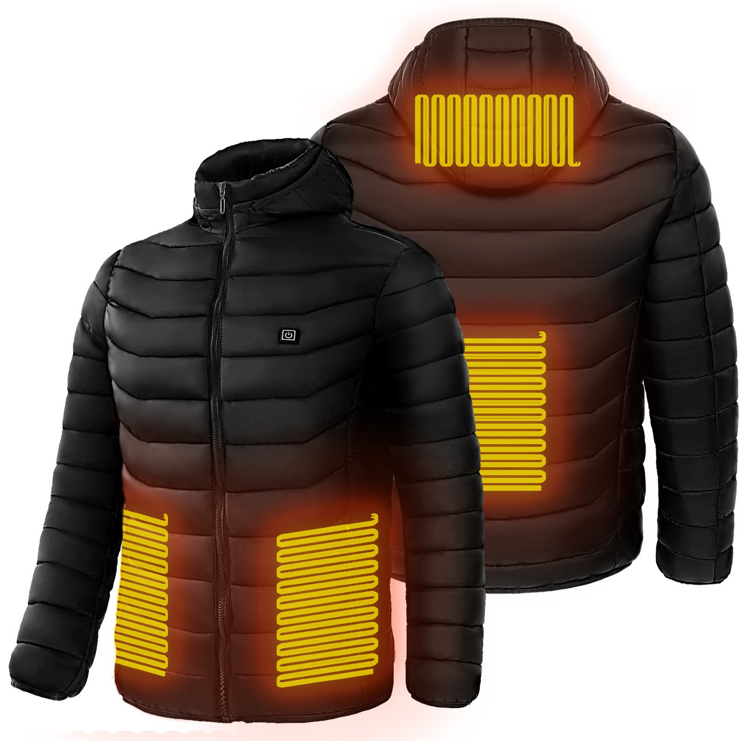 unisex Heated Puffer Jacket Electric Heating Coat Insulated Hood Windbreaker 9Heat Zones